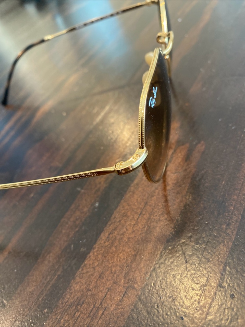 Ray-Ban Gold Frame Sunglasses with Brown Gradient Lenses - Picture 6 of 13
